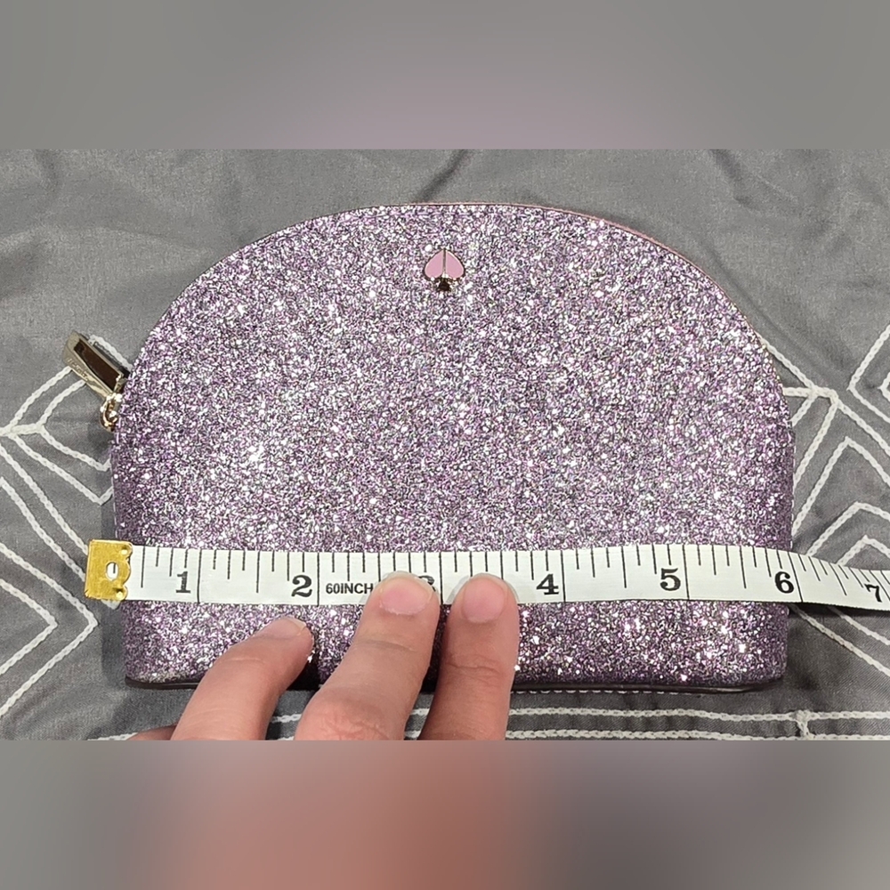 Kate Spade Small Dome Cosmetic Case In Lilac Glitter - Picture 3 of 5